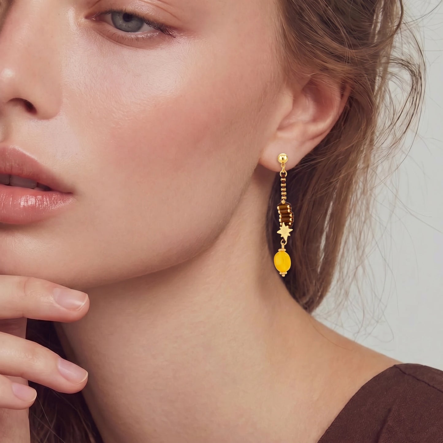 Celestial Amber Drop Earrings